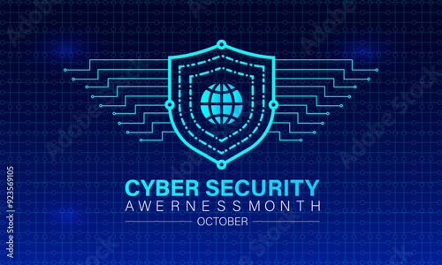 National Cyber Security Awareness Month is an annual campaign held every October to raise awareness about the importance of cybersecurity. Holiday concept. Template for background, banner, Vector0