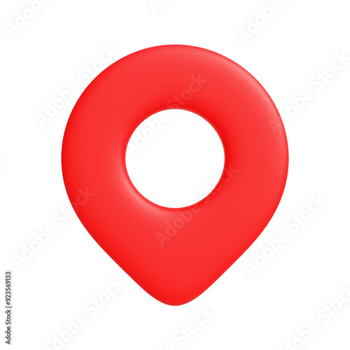 Red Map pin pointer. Modern and clean design. 3D render maps pin