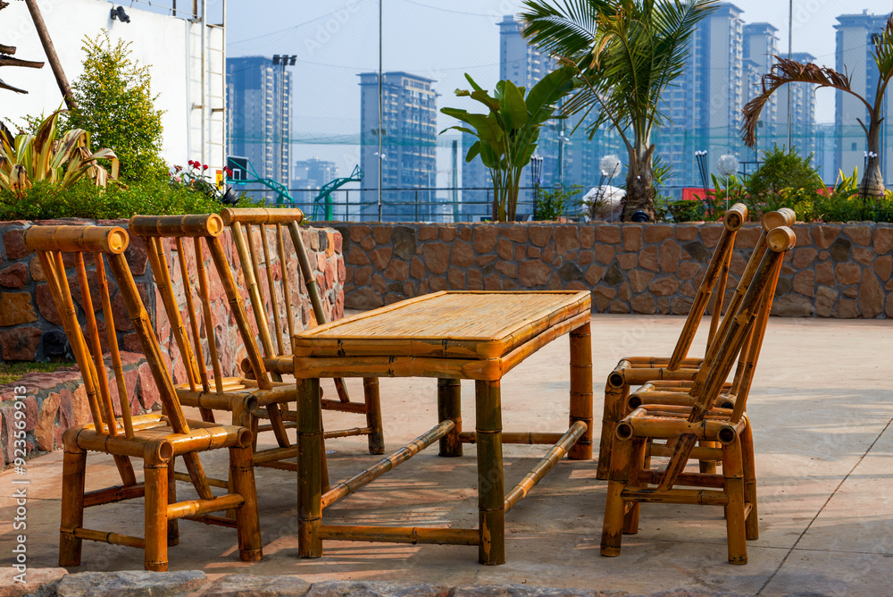 Fototapeta premium Table and chair seats for outdoor leisure camping