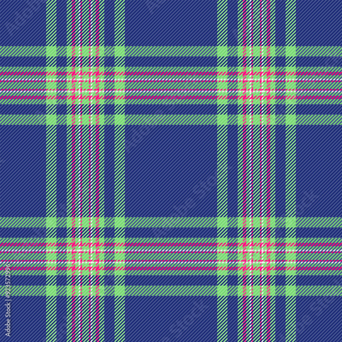 Striped vector plaid texture, blanket seamless fabric textile. Napkin tartan background check pattern in blue and green colors.