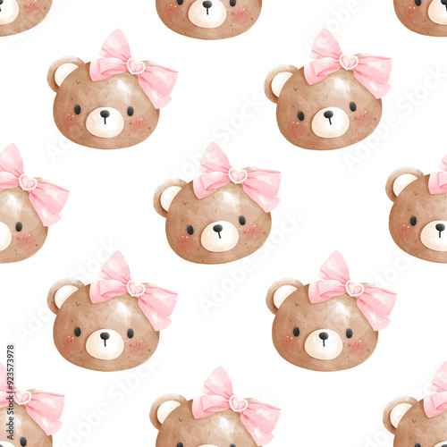 Cute Teddy Bear Seamless pattern 