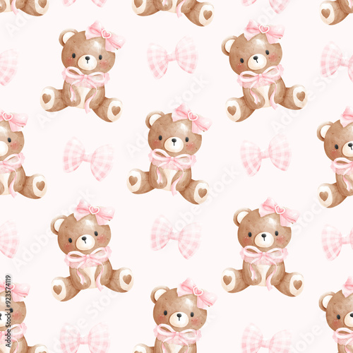 Cute Teddy Bear Seamless pattern 