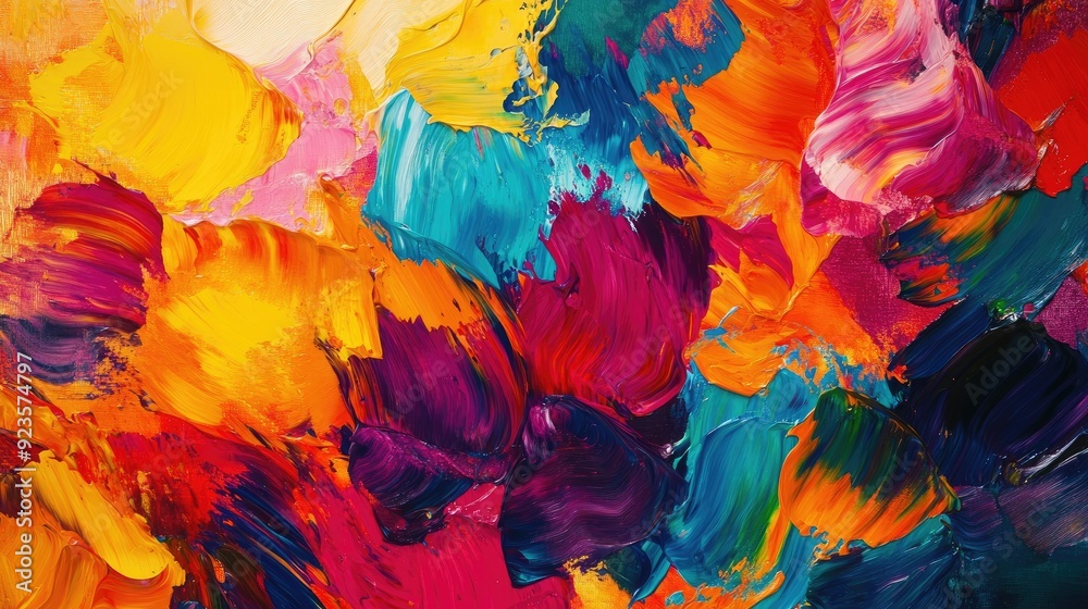 A vibrant abstract painting with bold brushstrokes and vivid colors, ideal for an artistic and dynamic screen saver. A vibrant abstract painting with bold brushstrokes and vivid colors, ideal for an artistic and dynamic screen saver.