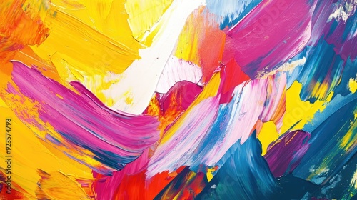 A vibrant abstract painting with bold brushstrokes and vivid colors, ideal for an artistic and dynamic screen saver.