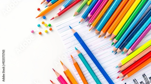 Colorful Education Back to School Background with Pencils and Notebooks for Creative Learning and Classroom Inspiration