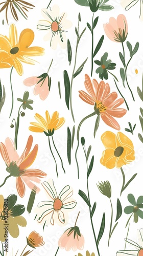 Retro hand drawn bouquet flat illustration poster background