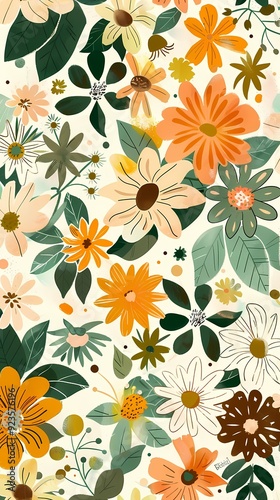 Wallpaper Mural Retro hand drawn bouquet flat illustration poster background Torontodigital.ca