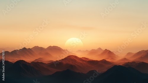 A breathtaking sunrise casts warm hues over majestic mountains, symbolizing hope and tranquility in a diverse natural landscape.