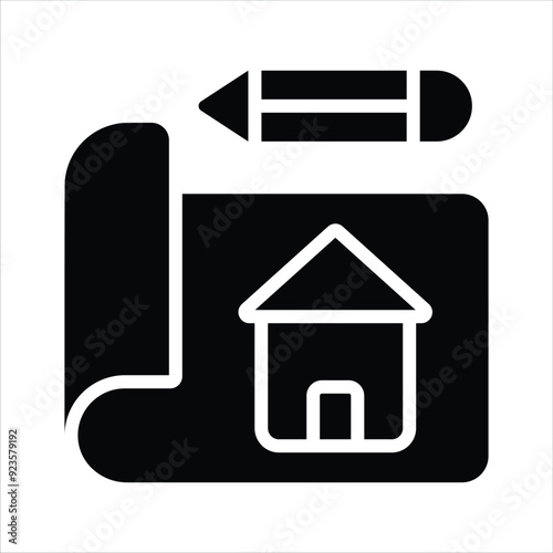 Have a look at this creatively crafted icon of house blueprint