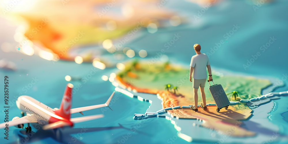 Fototapeta premium Travel restrictions are the bureaucratic hurdles, complicating travel plans and accessibility: Depict travel restrictions as a barrier blocking a traveler's path