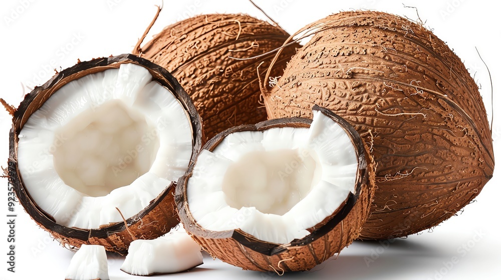Coconut, single object, Di-cut PNG style, isolated white background Coconut, single object, Di-cut PNG style, isolated white background