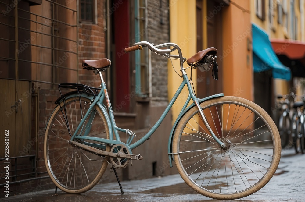 Ladies Bicycle, Cute women's bike with a low frame and basket in front Ladies Bicycle, Cute women's bike with a low frame and basket in front