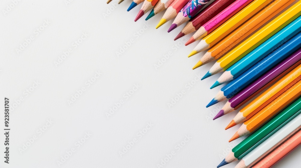 Colorful Education Back to School Background with Vibrant Pencils and White Space for Text or Design Colorful Education Back to School Background with Vibrant Pencils and White Space for Text or Design