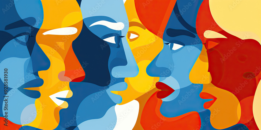 Obraz premium Language barriers are the communication barriers, hindering understanding and interactions: Depict language barriers as a wall between speakers