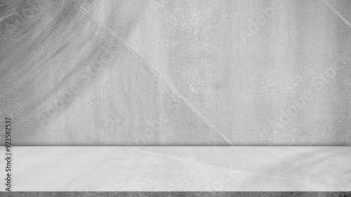 Fototapeta Naklejka Na Ścianę i Meble -  Background wall cement grey studio floor kitchen table platform room gray cement mockup scene light shadow backdrop podium abstract patern product empty loft workshop shelf minimal mockup display