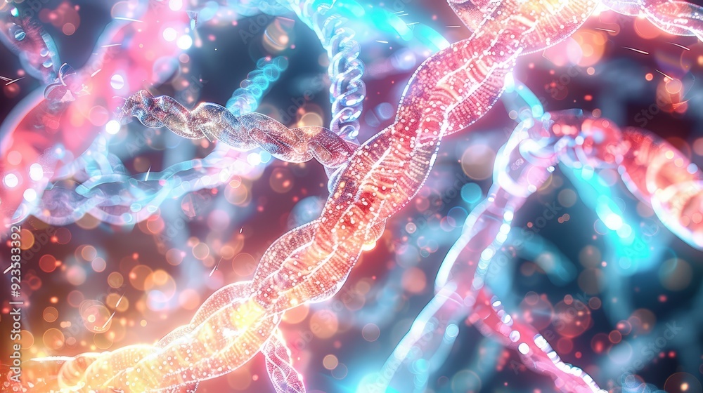 Abstract Glowing Chains with Bokeh Effect Abstract Glowing Chains with Bokeh Effect
