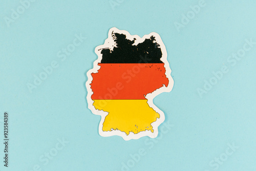 Map of Germany with National Flag on Light Blue Background