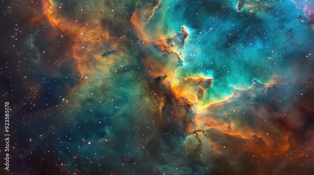 Fototapeta premium Cosmic Nebula with Stars and Dust Clouds