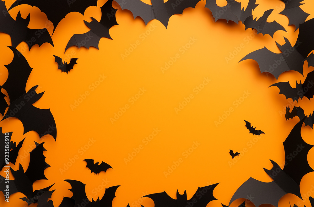 Halloween Bats on Orange Background with Copy Space Halloween Bats on Orange Background with Copy Space