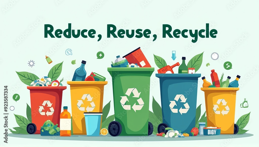 Reduce, Reuse, Recycle: Colorful Waste Sorting Bins Promoting ...