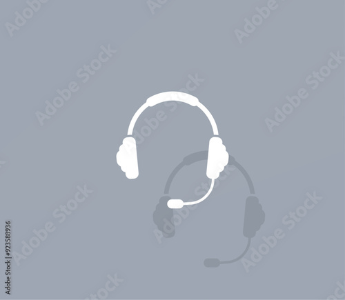 Vector icon of white color with shadow on gray background