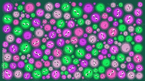 Cute Cartoon bacteria, virus character. Video flat cartoon animation design element. 4K video footage. Viral infection and disease epidemic concept