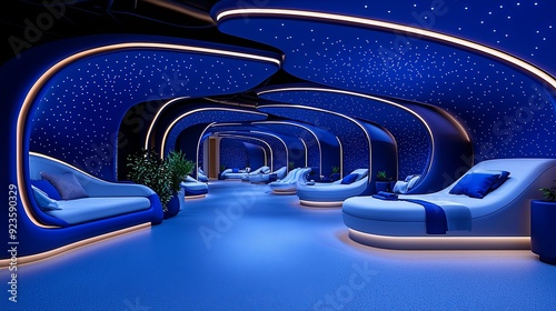 background with lots spots Cosmic ray spa treatment futuristic wellness center  photo