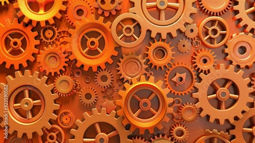Steampunk orange gear pattern with mechanical elements for unique accessories