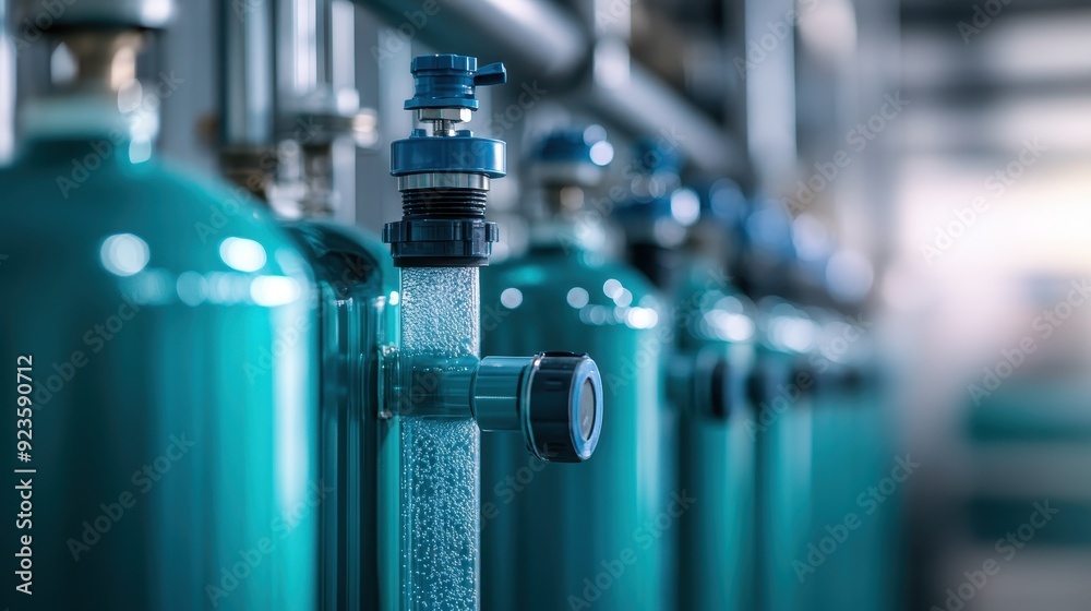 custom made wallpaper toronto digitalA row of turquoise gas tanks lined up in an industrial setting. The image captures the precision and order of the industrial process and the equipment involved.