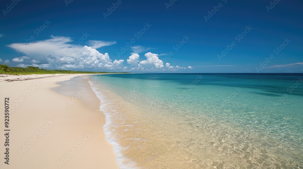 Obraz premium A pristine beach with clear water and no litter, emphasizing ocean conservation.