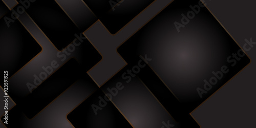 Black and golden smooth stripes abstract corporate graphic design. Geometric dark material background. Vector illustration subtle gold highlights, creating a sleek and sophisticated look.