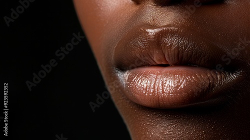 Close-up of a woman's lips with a glossy finish.