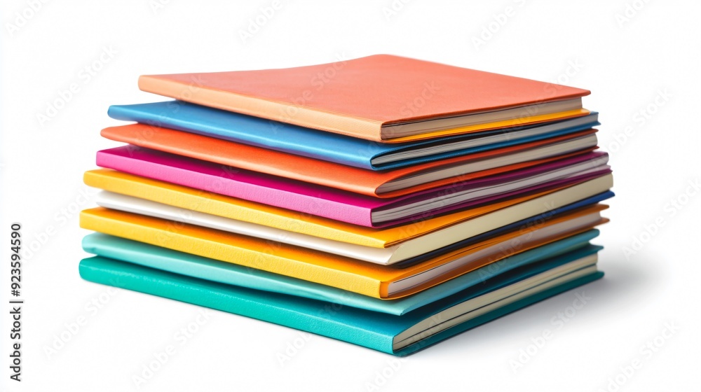 Professional Stack of Various Notepads Isolated on White Background Professional Stack of Various Notepads Isolated on White Background
