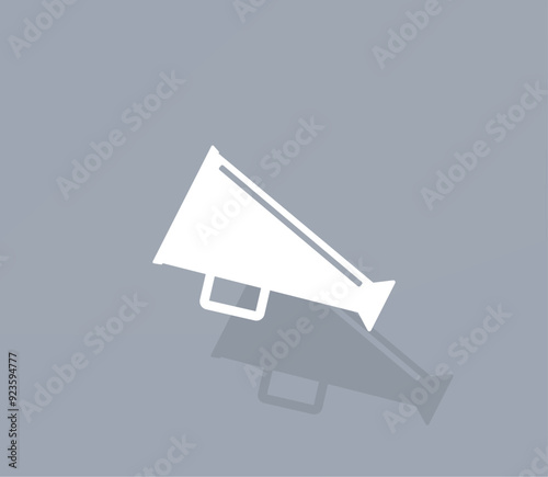 Vector icon of white color with shadow on gray background