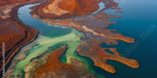 Abstract Aerial View of Rio Tinto's Toxic Waters. photo