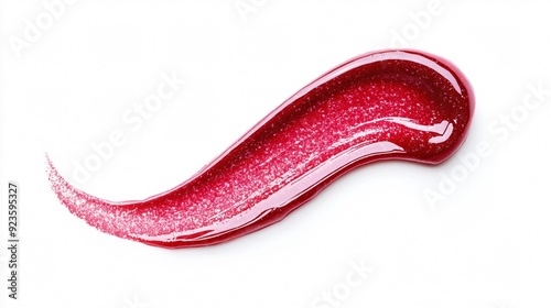 Vibrant Stroke of Color Lip Gloss on White Background, Top View