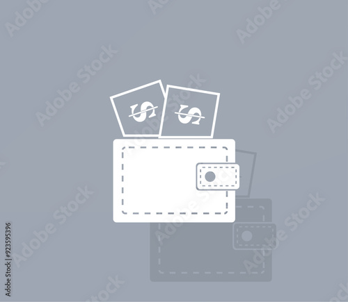 Vector icon of white color with shadow on gray background