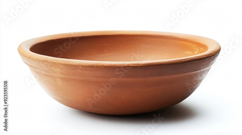 Elegant Brown Clay Bowl on White Background