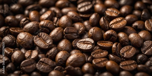 Background of roasted coffee beans with pleasant aroma.