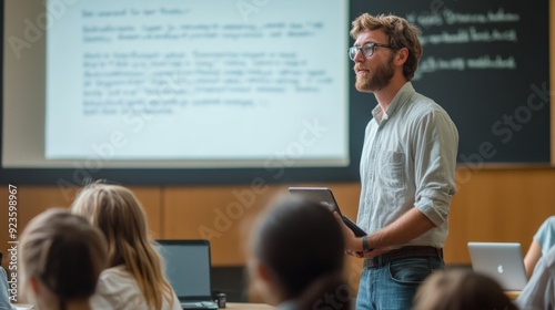 Young Male Professor Giving a