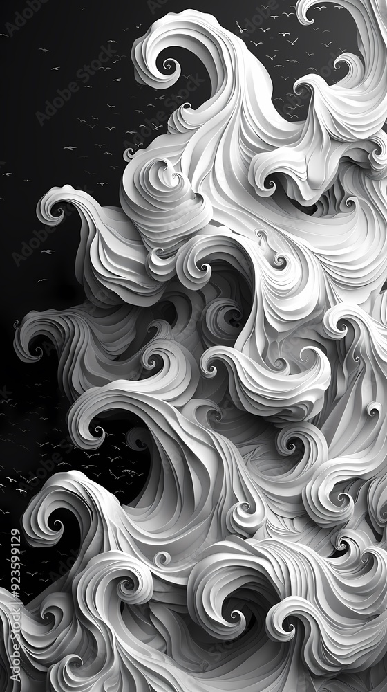 Artistic abstract geometric black and white brain coral texture background decorative painting Artistic abstract geometric black and white brain coral texture background decorative painting