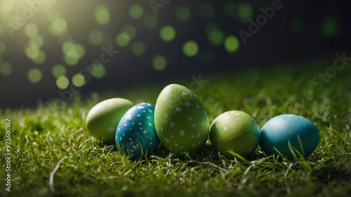 Vivid Easter Copy Space with Bright Green Schem. photo