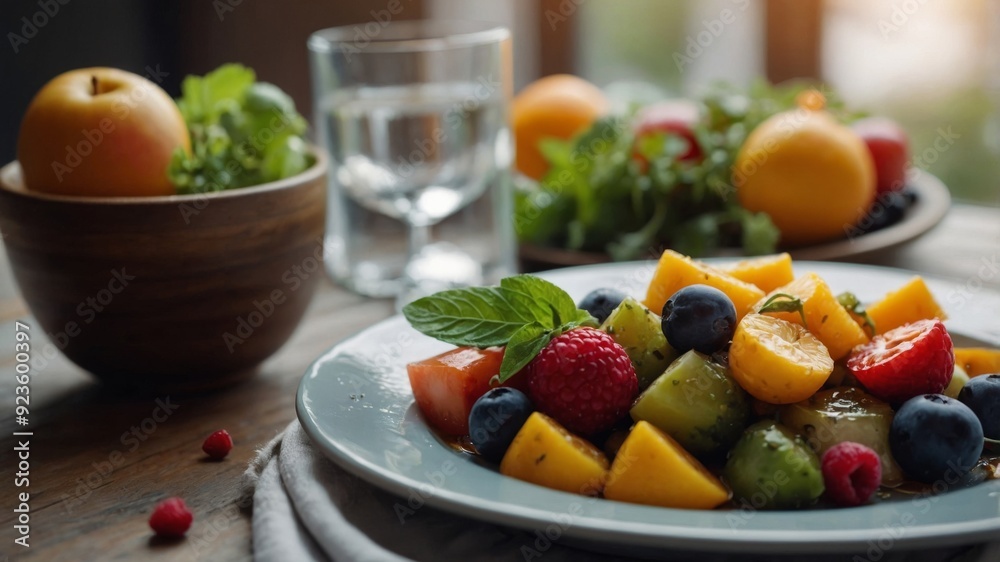 Delicious vegetarian dishes , Bright and appetizing with fruits. Delicious vegetarian dishes , Bright and appetizing with fruits.