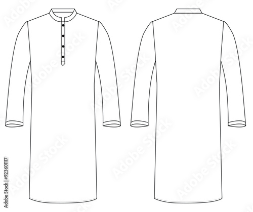 Men Mandarin Wrap Kurta punjabi vector illustration templet