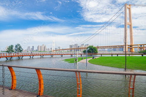 Summer scenery of Hongshan River Beach in Wuhan photo