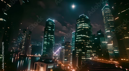 city ​​night view, 4k video, generated ai