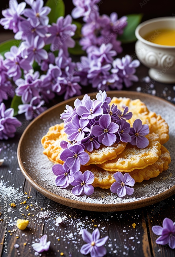 a food photography shoot for homemade fried lilac flowers. a food photography shoot for homemade fried lilac flowers.