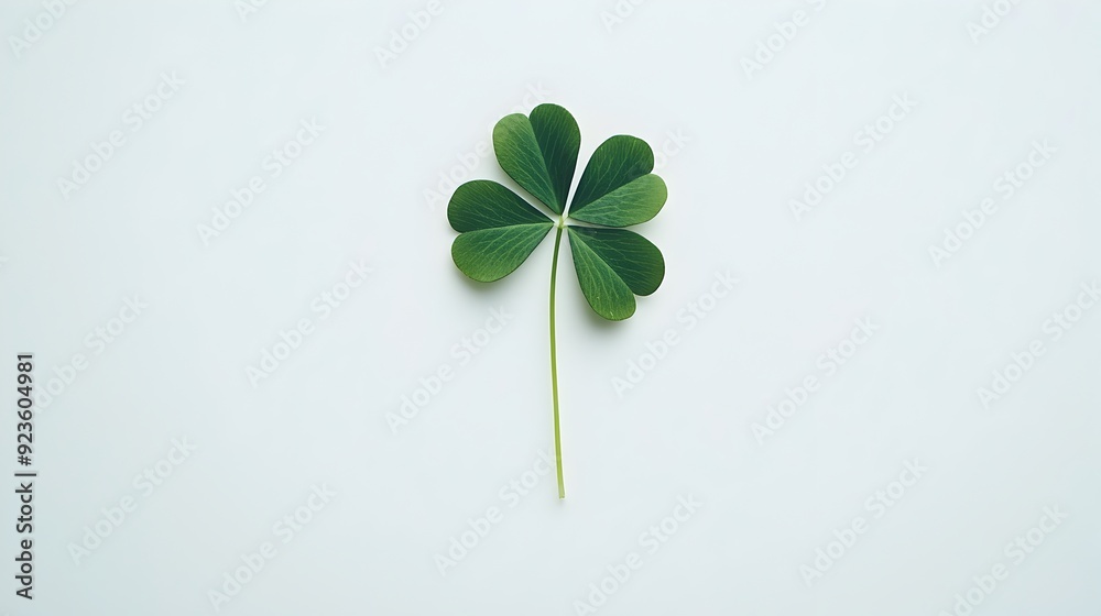 Elegant Clover Leaf Symbol of Simplicity and Luck on White Background Elegant Clover Leaf Symbol of Simplicity and Luck on White Background