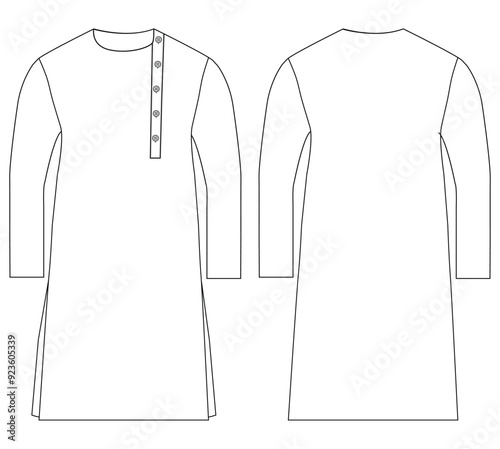 Men Mandarin Wrap Kurta punjabi vector illustration templet