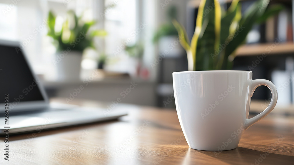 A tidy workspace with a coffee cup, showcasing a simple and clean lifestyle in the office. A tidy workspace with a coffee cup, showcasing a simple and clean lifestyle in the office.